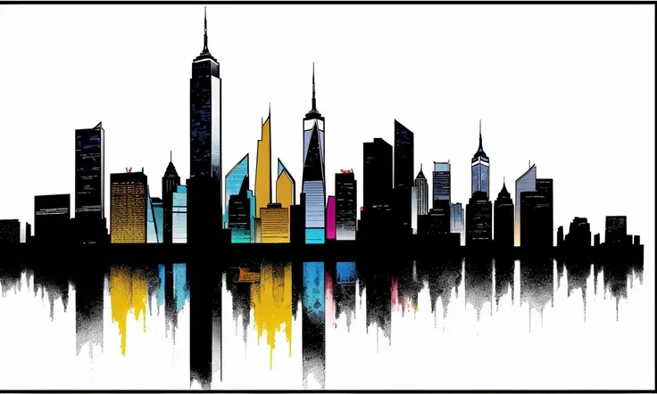 xmtas1997, cartoon, flat colors, best quality, masterpiece, trending on arstation, new york skyline,