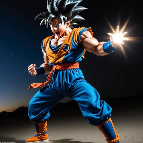 photograph of goku going super saiyan captured on a sony