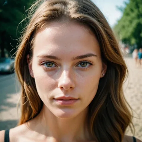 amateur cellphone flash photography (art by Mathias Goeritz:0.9) , photograph, Lush Girlfriend Petra Rotreklová , Rich Light brown hair, summer , Afternoon , tilt shift, sharp focus, specular lighting, film grain, Samsung Galaxy, F/5, (cinematic still:1.2), (freckles:0.5) . f8.0, samsung galaxy, noise, jpeg artefacts, poor lighting, low light, underexposed, high contrast
