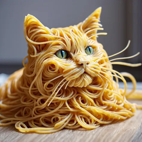 Cat made of spaghetti, perfect composition, masterpiece, best quality, [:cinematic lighting:.35]
