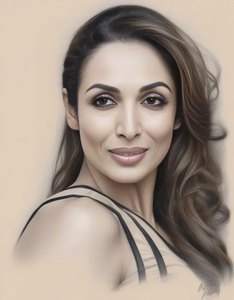 MalaikaArora,<lora:MalaikaAroraSDXL:1>, sketching on ivory paper with charcoal pencil, in the style of realistic hyper-detailed portraits, digital airbrushing, monochrome , commission for, i can't believe how beautiful this is