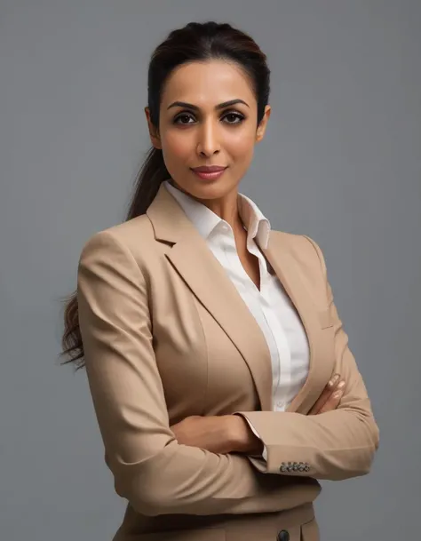 MalaikaArora,<lora:MalaikaAroraSDXL:1>High Quality, Intricately Detailed, Hyper-Realistic woman Lawyer Portrait Photography, Volumetric Lighting, Full Character, 4k, In Workwear