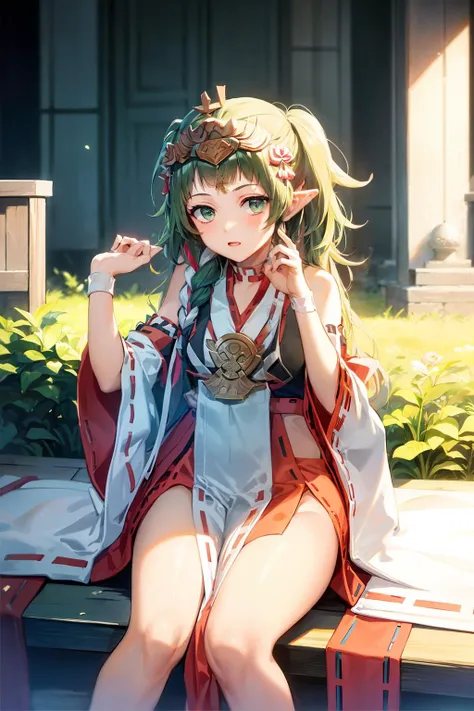 masterpiece, best quality, <lora:sothis:0.7>,1girl, hair ornament, (miko:1.4),