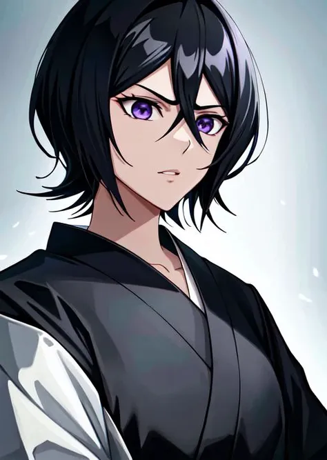 rukia,beautiful , highly detailed , unreal engine , octane render , slim and lean , detailed face, 8k high res ,serious, trousers, wearing sleeved kimono, 8k high res , extremely detailed eyes , masterpiece, gorgeous, award winning , close up of face , dynamic shadows,volumetric lighting, (mj:0.2)