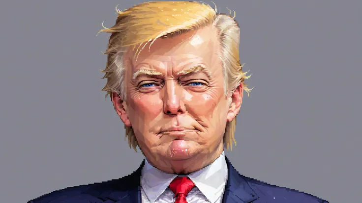 (donald trump:1.35), looking smug, closeup, pixel art