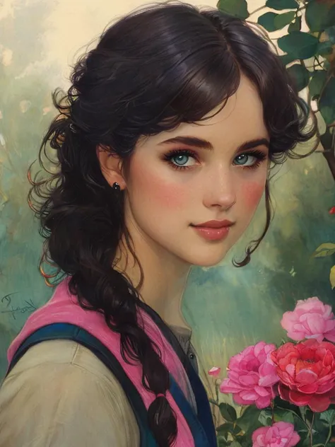 masterpiece,best quality, upper body, a skinny girl aged 20yo, (cute_freckles:0.4), perfect eyes, dynamic pose,
, <lora:tbh144-:0.8> illustration,style of Warwick Goble