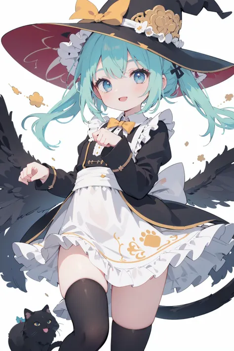 absurdres, absolutely resolution, incredibly absurdres, highres, ultra detailed
BREAK
(1girl, solo:1.4), beautiful and shiny skin, coquettish skin, dynamic angle, close-up, cowboy shot, smile
BREAK
witch maid, black cat tail, smile, black thighhigh, paw posing, leg up outside, paw, paw stamps, paw stamps, paw stamps
BREAK
nice hands, perfect hands, <lyco:GoodHands-beta2:1.0>