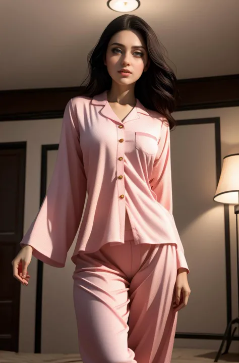Mature Young,Great pajamas,Erotic style,very cute,indoor,whole body,Beautiful and soft skin、Perfect Face、Perfect Face,Gorgeous long brown hair,8K resolution,Ultra-realistic,Very detailed,high quality,Fashionable erotic beautiful immature woman ,(Look at the viewers)