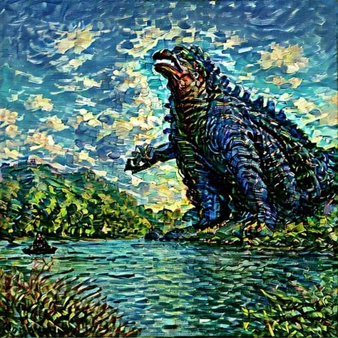 <lora:Monet V1:0.85> Monet V1, (Godzilla:1.3)
