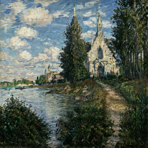 <lora:Monet V1:0.8> Monet V1, cathedral exterior