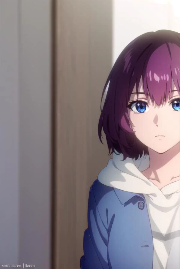 tangrou, <lora:tangrou-lora-nochekaiser:1>,
tang rou, short hair, (purple eyes:1.1), purple hair,
BREAK jacket, hood, hoodie, blue jacket, dress,
BREAK indoors,
BREAK looking at viewer, (cowboy shot:1.5),
BREAK <lyco:GoodHands-beta2:1>, (masterpiece:1.2), best quality, high resolution, unity 8k wallpaper, (illustration:0.8), (beautiful detailed eyes:1.6), extremely detailed face, perfect lighting, extremely detailed CG, (perfect hands, perfect anatomy),