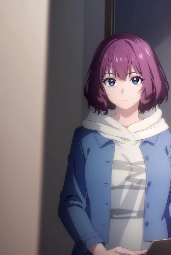 tangrou, <lora:tangrou-lora-nochekaiser:1>,
tang rou, short hair, (purple eyes:1.1), purple hair,
BREAK jacket, hood, hoodie, blue jacket, dress,
BREAK indoors,
BREAK looking at viewer, (cowboy shot:1.5),
BREAK <lyco:GoodHands-beta2:1>, (masterpiece:1.2), best quality, high resolution, unity 8k wallpaper, (illustration:0.8), (beautiful detailed eyes:1.6), extremely detailed face, perfect lighting, extremely detailed CG, (perfect hands, perfect anatomy),