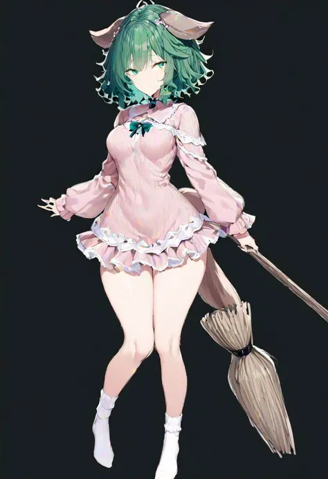 Girl with green hair and in a green dress