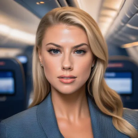 <lora:charlottemckinney_sdxl:1> charlottemckinney a beautiful woman, beautiful bone structure,upper body, flight attendant, Air France, KLM, British Airways, bold scarf, first class cabin, Boeing, sunrise, beautiful bone structure, 4k textures, soft cinematic light, adobe lightroom, photolab, hdr, intricate, elegant, highly detailed, sharp focus, ((((cinematic look)))), soothing tones, insane details, intricate details, hyperdetailed, low contrast, soft cinematic light, exposure blend, hdr,