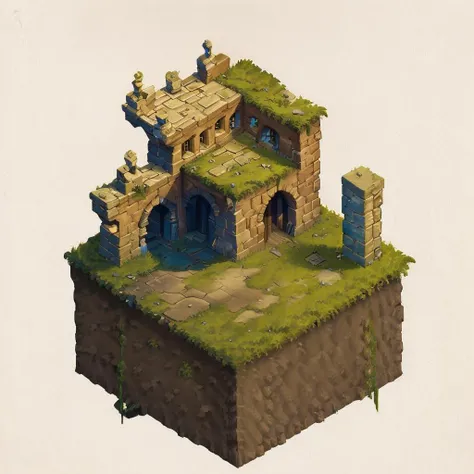 (masterpiece:1, looking at viewer, best quality, ultra-detailed, best shadow), medival build ruins , 2d art, concept art,<lora:isometria:0.8>