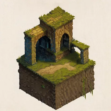 (masterpiece:1, looking at viewer, best quality, ultra-detailed, best shadow), medival build ruins , 2d art, concept art,<lora:isometria:0.9>