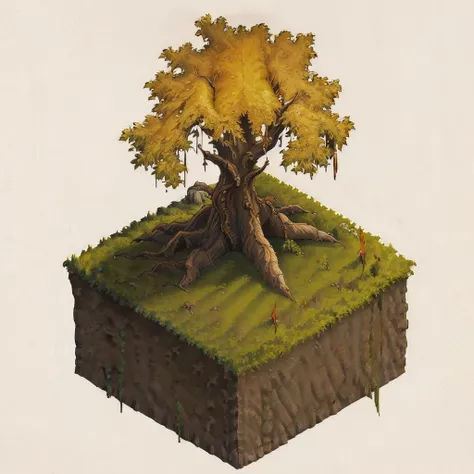 (masterpiece:1, looking at viewer, best quality, ultra-detailed, best shadow),forest fire, fire, 2d art, concept art,<lora:isometria:0.8>
