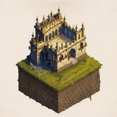 (masterpiece:1, looking at viewer, best quality, ultra-detailed, best shadow), medival castle build , 2d art, concept art,<lora:isometria:0.8>