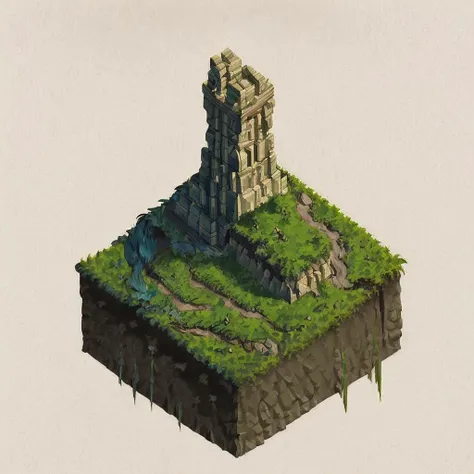 (masterpiece, best quality, ultra-detailed, best shadow), 2d art, concept art,<lora:isometria:0.8>, hill, river