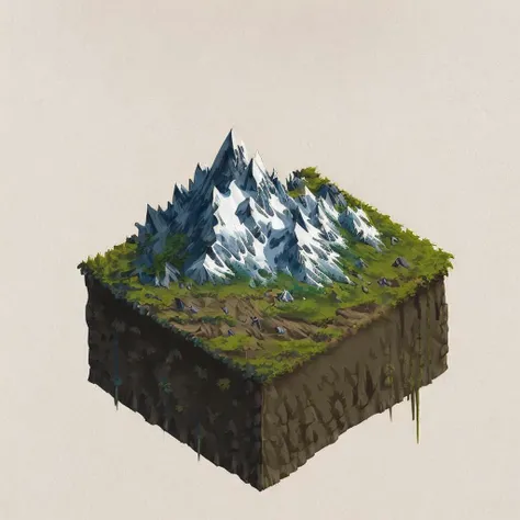 (masterpiece, best quality, ultra-detailed, best shadow), 2d art, concept art,<lora:isometria:0.8>, mountain