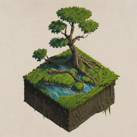 (masterpiece, best quality, ultra-detailed, best shadow), 2d art, concept art,<lora:isometria:0.8>, hill, river