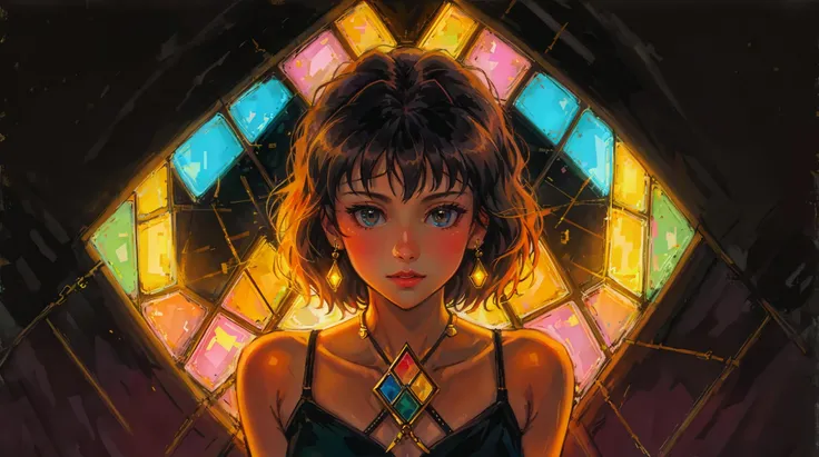 1985 illustration, rubik, ambient light, luminescent lighting, masterpiece, sfw, (sensual:0.5)