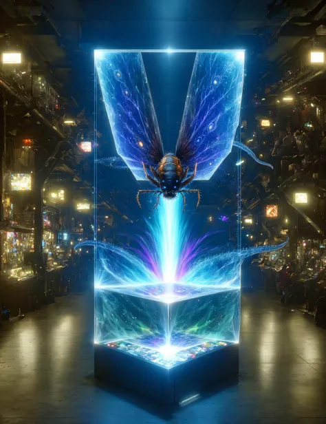 masterpiece, awesome quality, hyper detailed, DonMH010D15pl4y holographic display, fusion of cockroach,noppera-bo,lindworms , <lora:DonMH010D15pl4y-000006:0.8>