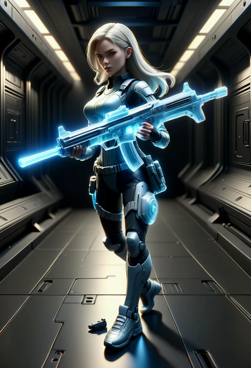 hyper detailed masterpiece, dynamic, awesome quality,hyperrealism,female gelth, , submachine gun, DonMH010D15pl4yXL <lora:DonMH010D15pl4yXL-000008:1>