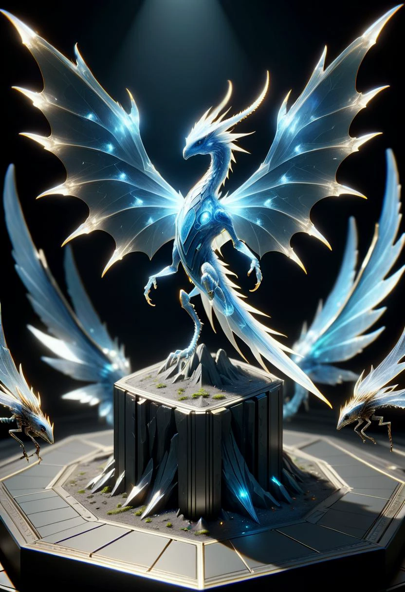 hyper detailed masterpiece, dynamic, awesome quality,hyperrealism,a hive-like earthen crystal drake-like Kulshedra, spikes, variable webbed legs, sextet of crystal wings, , DonMH010D15pl4yXL <lora:DonMH010D15pl4yXL-000008:1>