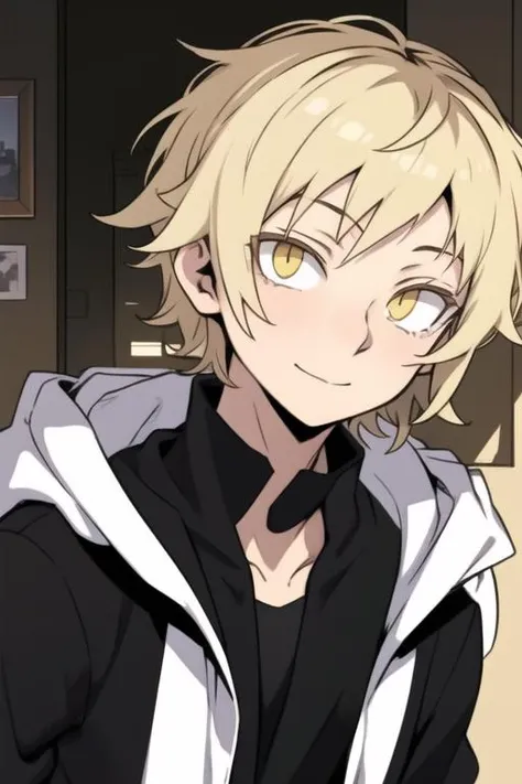 masterpiece, best quality, high quality, 1boy, solo, male focus, looking at viewer, upper body, <lora:shuuya_kano:0.74>, shuuya_kano, blonde hair, yellow eyes,