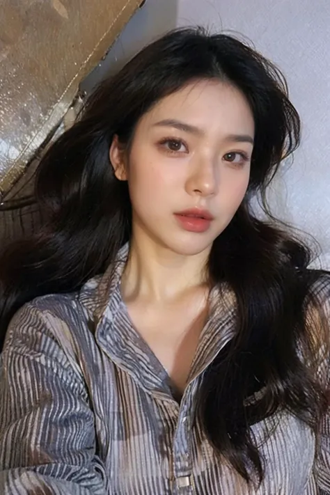 um close up de uma mulher com cabelos longos vestindo uma camisa, beautiful south mulher coreana, coreana, gorgeous young mulher coreana, sakimichan, Heonhwa Choe, 1 8 are, beautiful asian girl, com cabelos longos e olhos penetrantes, wenfei you, mulher coreana, 22 anos de idade, 27 anos de idade, Asian with long hair