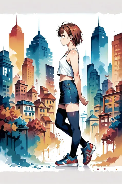 score_9, score_8_up, score_7_up, score_6_up, source_anime,
1girl, solo, misaka mikoto, full body, from side, outdoors, cityscape, 
short hair, brown hair, single sidelock,
brown eyes,  looking away,
closed mouth, worried, :<, 
small breasts, tank top, crop top, 
denim skirt, zettai ryouiki, black thighhighs, sneakers, 
<lora:joschek-colorsplash-pony:1>,  <lora:Pony_DetailV2.0:-3>