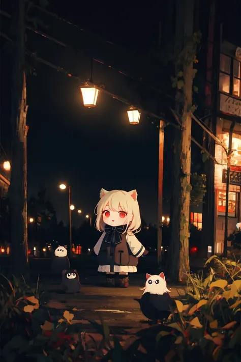 masterpiece, best quality, girl, <lora:Healing:0.6>,animals, <lora:papercraft,:0.5>,chibi,dark night,outdoor