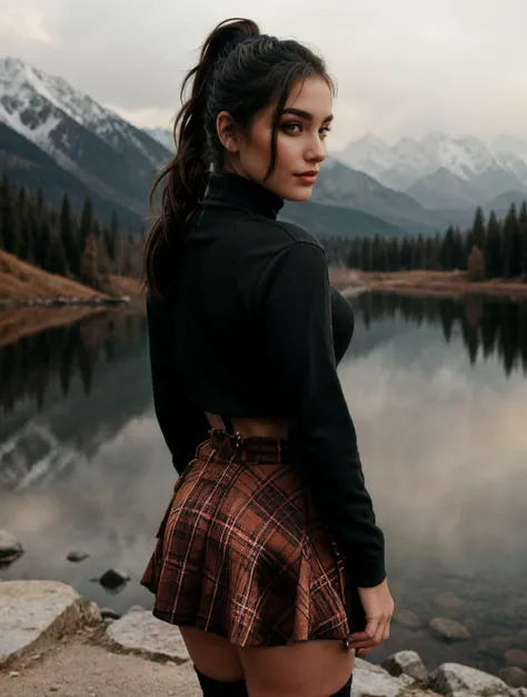 ((Masterpiece, best quality, edgQuality)), smug,smirk,
edgADC_fashion,
,wearing edgADC
<lora:edgAutumnDressCode:1>
1girl, pawg, Russian woman with a choker, leather jacket, plaid skirt, turtleneck, leather boots, medium perky tits, ponytail, masterpiece, best quality, high heel shoes, thigh highs, full body,forest, lake, mountains, from behind, by lee jeffries, nikon d850 film, stock photograph, kodak portra 400, camera f1.6, lens, rich colors, hyper realistic, lifelike, texture dramatic lighting, unrealengine, trending on artstation cinestill 800 <lora:add_detail:0.8> <lora:mariabecerra-10:0.8>