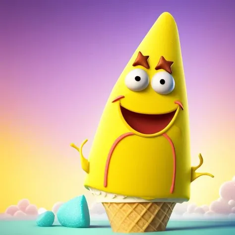 a cartoon ice cream cone with a happy face, spongebob in real life, spongy, sponge bob, ice cream cone, spongebob squarepants, spongebob, cute! c4d, ice cream, cone, anthropomorphic cheese wedge, renderman, cute 3 d render, cinema 4 d art, photoshopped, !!!!!!!!!!!!!!!!!!!!!!!!!, super realistic food picture
