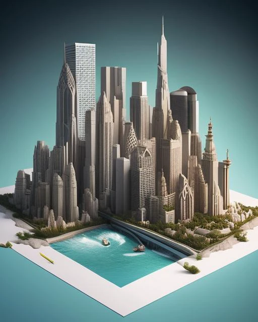 (High quality Professional Photo:2) (Ultrarealistic:2),a drawing of a city on top of a piece of paper, 3 d epic illustrations, destroying a cityscape, creative photo manipulation, inspired by Chris LaBrooy, intricate 3 d illustration, photo manipulation, tiny smokes from buildings, 3 d illutration, cool 3d visualisation, photo - manipulation, by Chris LaBrooy, 3 d digital art,ultra-realistic smooth edges, ((antialiasing smooth edge quality:1.2)),anti-aliasing,MSAA,FXAA,TAA