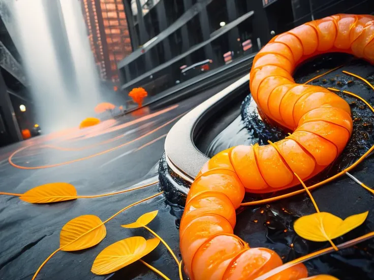 art by Greg Rutkowski, Romantic, Bloom light, Energy, Nikon Z9, Warm Colors, autumn cityscape, Plain white background, DayGlo orange lighting, Spirals, Bastardcore, Carbon fiber, Fuji superia 400, dense street, (Wet [Visual:Bioluminescent:8] head of a Shrimp :1.3) , Phase One XF IQ4 150MP, Luminescent, Kintsugi, flora and indoors, Nature, Polyester, Study, unreal engine, Ilford HP5
