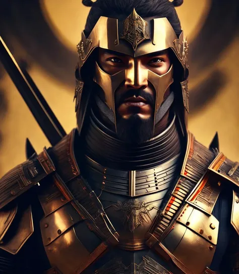 a close up of a statue of a man in armor armor armor armor armor armor armor armor armor armor armor, samurai portrait photo, samurai warrior, dressed in samurai armour, samurai armor, very beautiful cyberpunk samurai, samurai portrait, portrait of a cyberpunk samurai, cyberpunk samurai, cyborg samurai, fantasy warrior in full armor, epic samurai warrrior, samurai