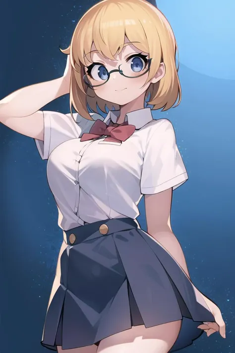 best quality, masterpiece, solo, 1girl, <lora:ryuusui_arumo-10:01>, school uniform, glasses,