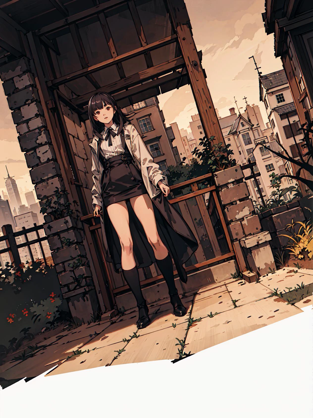 (masterpiece), (best quality), (high resolution),dutch angle,hyper detailed, solo, detailed_background, landscape, <lora:ichinoseShikiTHEIDOLM_v10:1>
