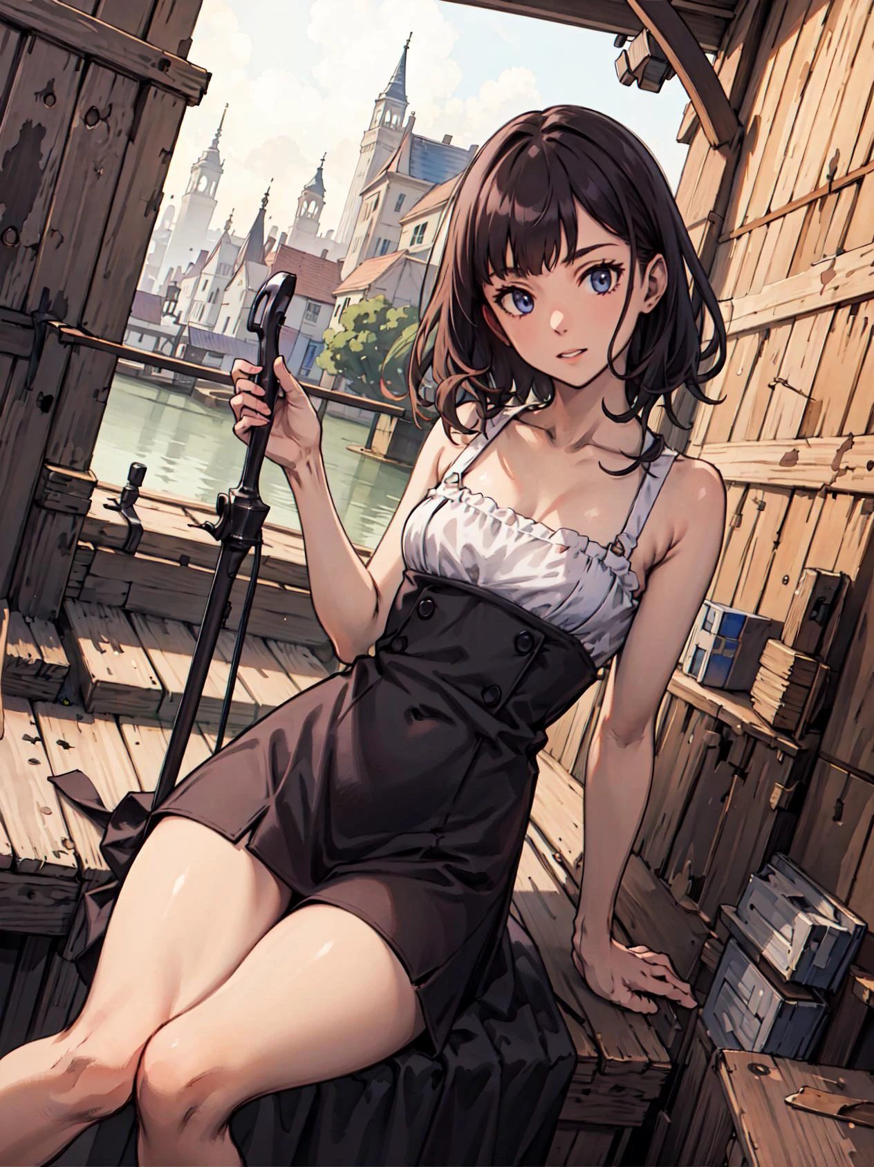 (masterpiece), (best quality), (high resolution),dutch angle,hyper detailed, solo, detailed_background, landscape, <lora:ichinoseShikiTHEIDOLM_v10:1>