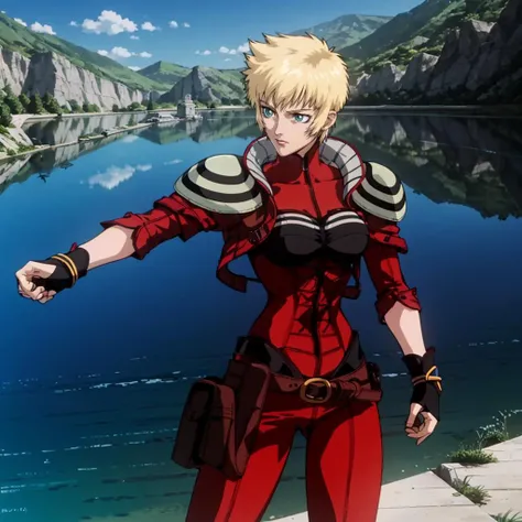 <lora:Layla001:0.7>,
Layla,1woman,
short hair,
bodysuit,jacket,shoulder armor,
belt,
fingerless gloves,
nature,sunshine,lake,fighting_stance,