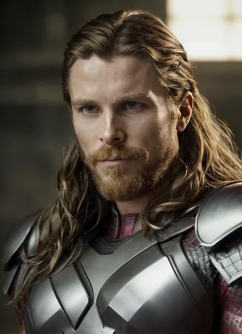 <portrait of sks person as thor, masculine, epic > (photo, studio lighting, hard light, sony a7, 50 mm, hyperrealistic, big depth of field, mate skin, pores, wrinkles, concept art, colors, hyperdetailed, hyperrealistic), <lora:locon_christianbale_v1_from_v1_64_32:1.25>