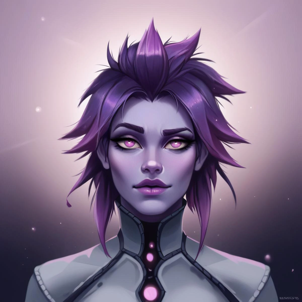 zPDXL2,DynaPortrait_PDXL,sh0ggoth, purple skin, solo, portrait, <lora:MGE_-_Shoggoth_-_Pony:0.8>