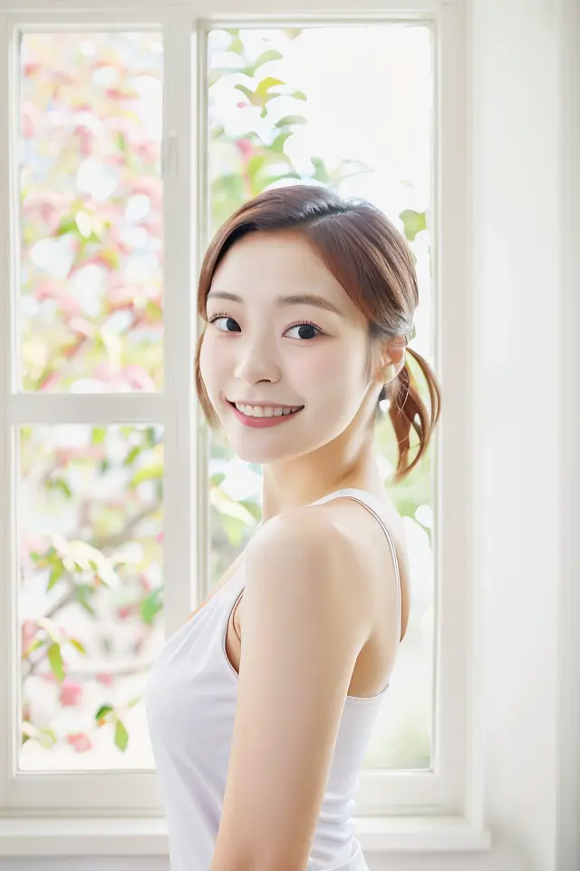 leegahyeon, 4k, high-res, masterpiece, best quality, 1girl, (korean k-pop idol:1.1), looking at viewer, smile, indoors, living room, window, tank top, finely detailed skin, sharp focus, (cinematic lighting:1.1), collarbone, morning, soft lighting, dynamic angle, [:(detailed face:1.2):0.2], armpit crease, petite, skinny, slender, upper body, (Panasonic WXF1, 135mm, 1/1250s, f/2.8, ISO 400:0.9) <lora:gahyeonOTW_v1:1> <lora:theovercomer8sContrastFix_sd15:0.35>