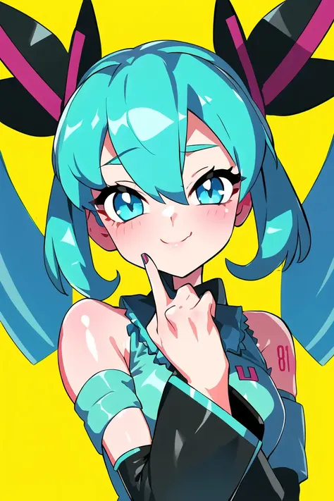 (best quality, masterpiece1.2), detailed,1girl, solo,looking at viewer,simple background, , uwu, curvy, upper body, close-up,yellow background,
standing ,smile ,detailed eyes , adorable face , cute, hatsune miku, log eyelashes,
<lora:beautifulDetailedEyes:0.3>,elbow hand out of frame, <lora:drunkoakStyle-24:1>,drunkoak,