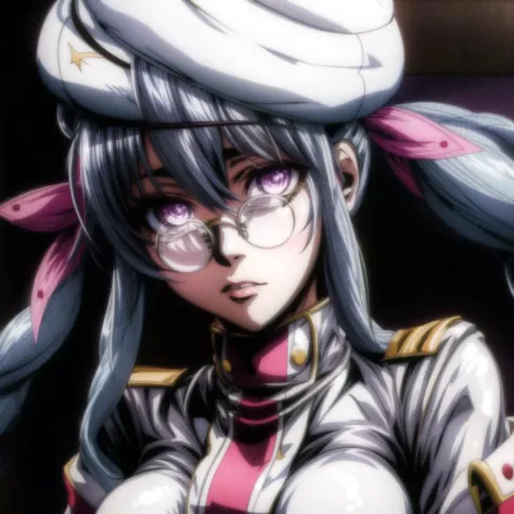 <lora:more_details:1>, <lora:Olminu:0.65>,1girl,white hair, twintails, Oliminu,solo,long hair, glasses, purple eyes,ribbon, blue hair, beret, hair ribbon,full body,