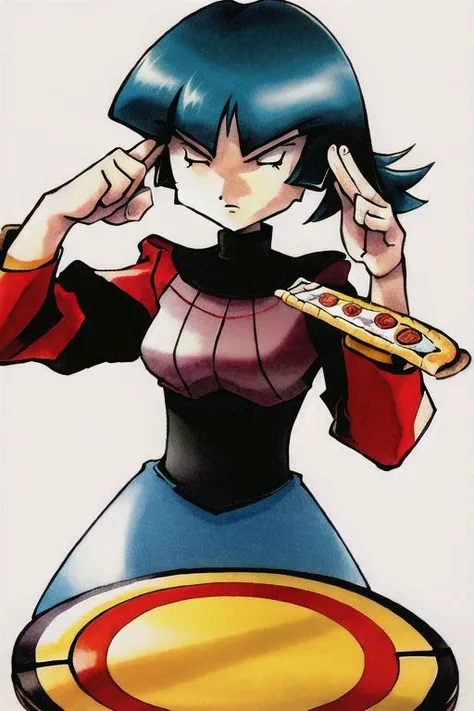 masterpiece, best quality, absurdres,
1girl, solo, female focus, sabrina, pokemon, ManLevitatingPizza, sugimori ken 1990s