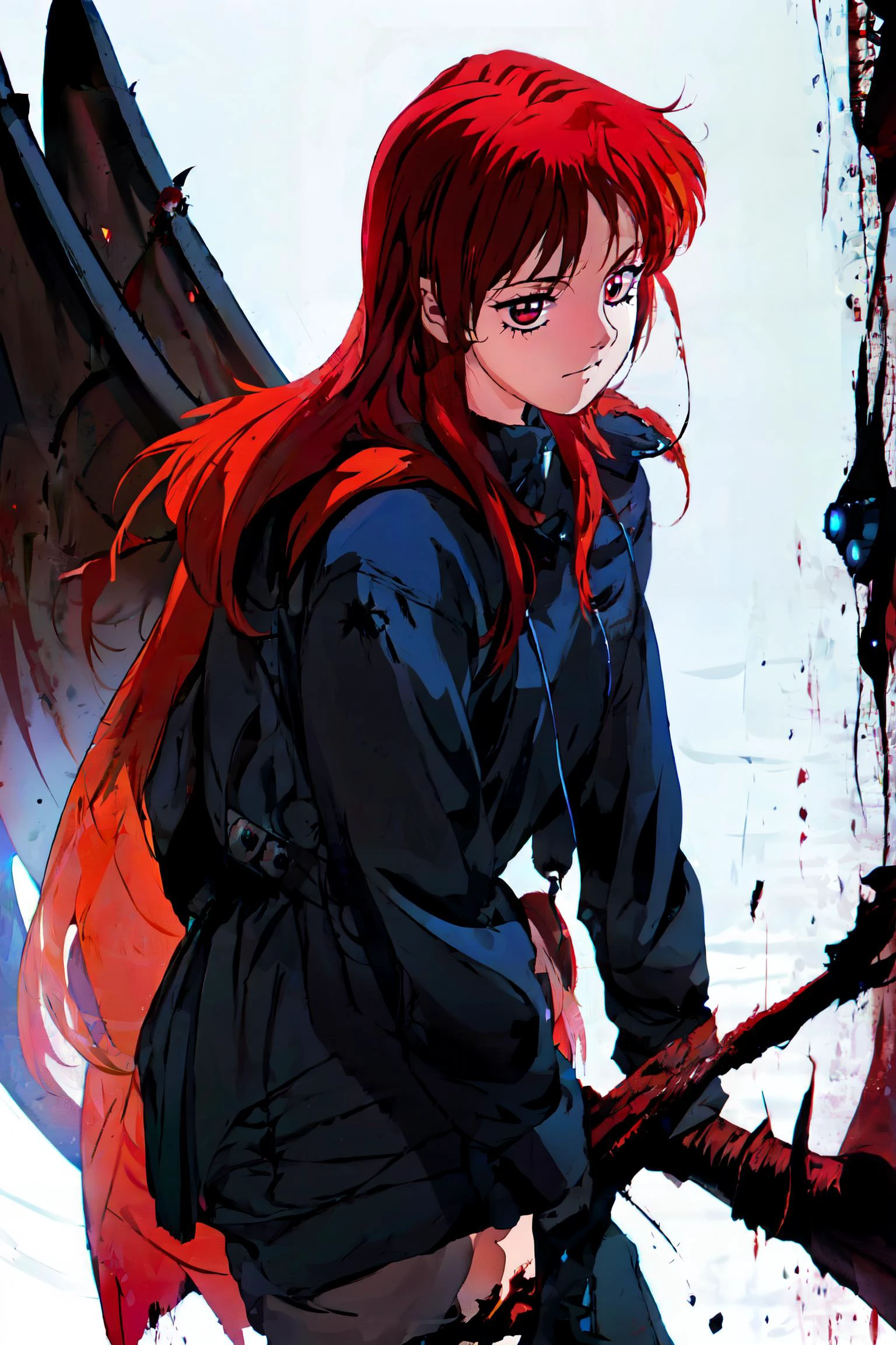 Horror, girl, beautiful girl in chaotic background, cinematic light, demon wings, red hairs, retro
<lora:Esthetic90:1>, <lora:PicXer:0.8>, <lora:VerticalView:0.6>, <lora:BackWings:0.4>
