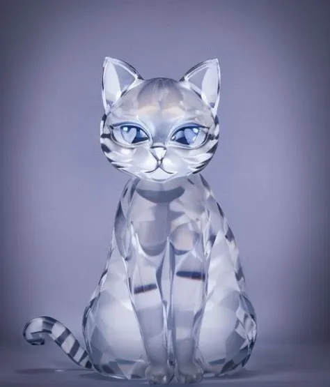 <lora:IbisCrystal:0.6> <lora:GlassMode:0.5> a cat made of crystal